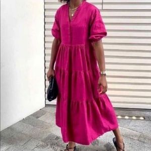 Autograph V-Nevk Midaxi Linen Dress